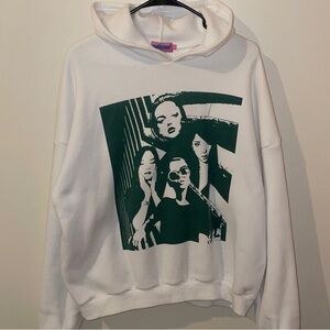 Edikted White Hoodie with Green Graphic